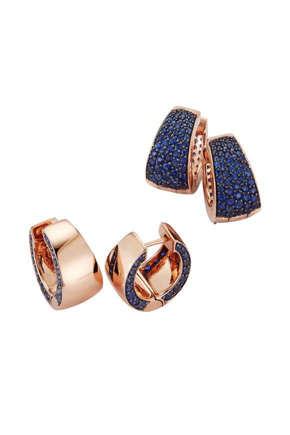 Walters Faith - Lytton 18K Rose Gold & Blue Sapphire Tapered Hoop