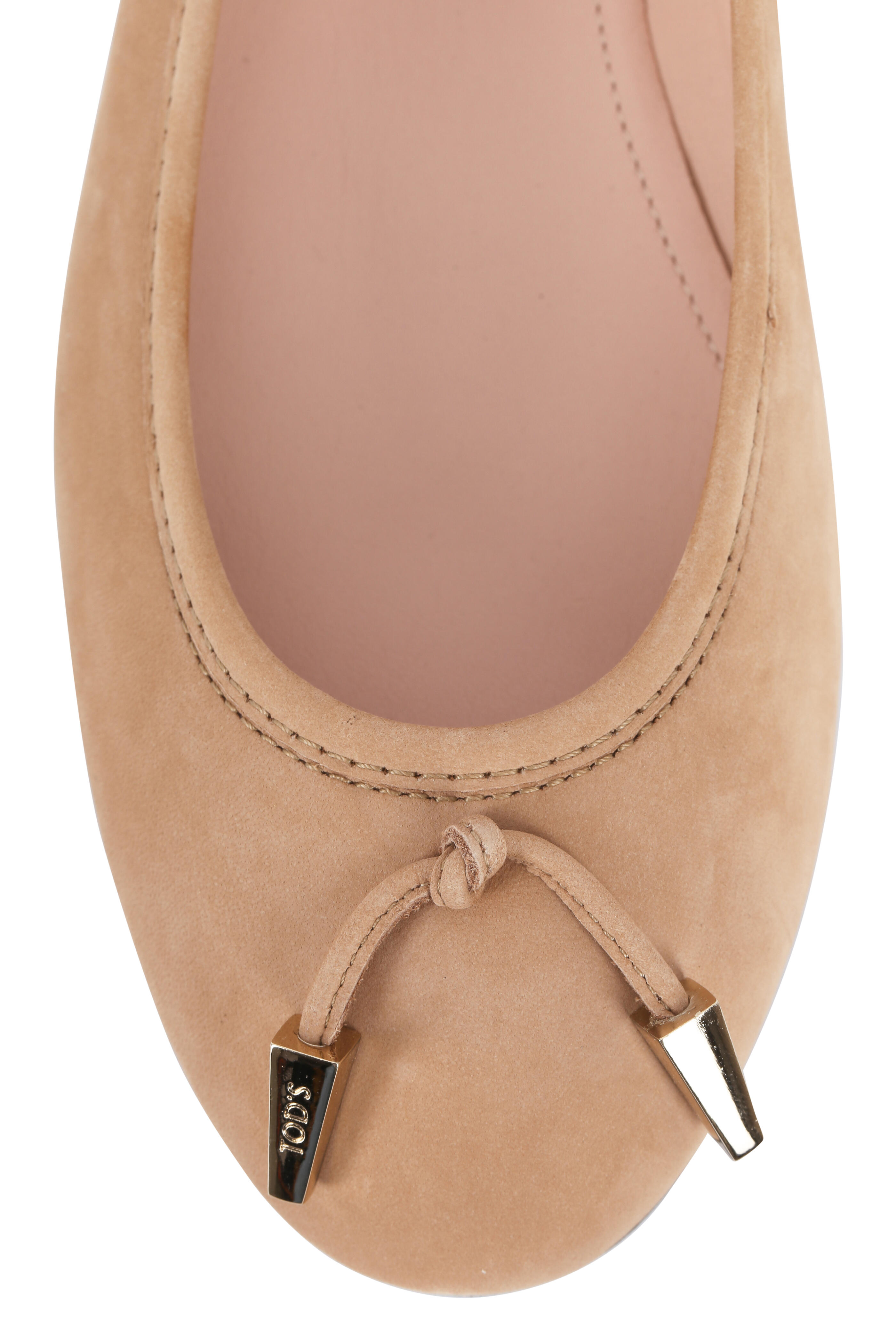 Tod's - Nude Suede Tie Ballet Flat
