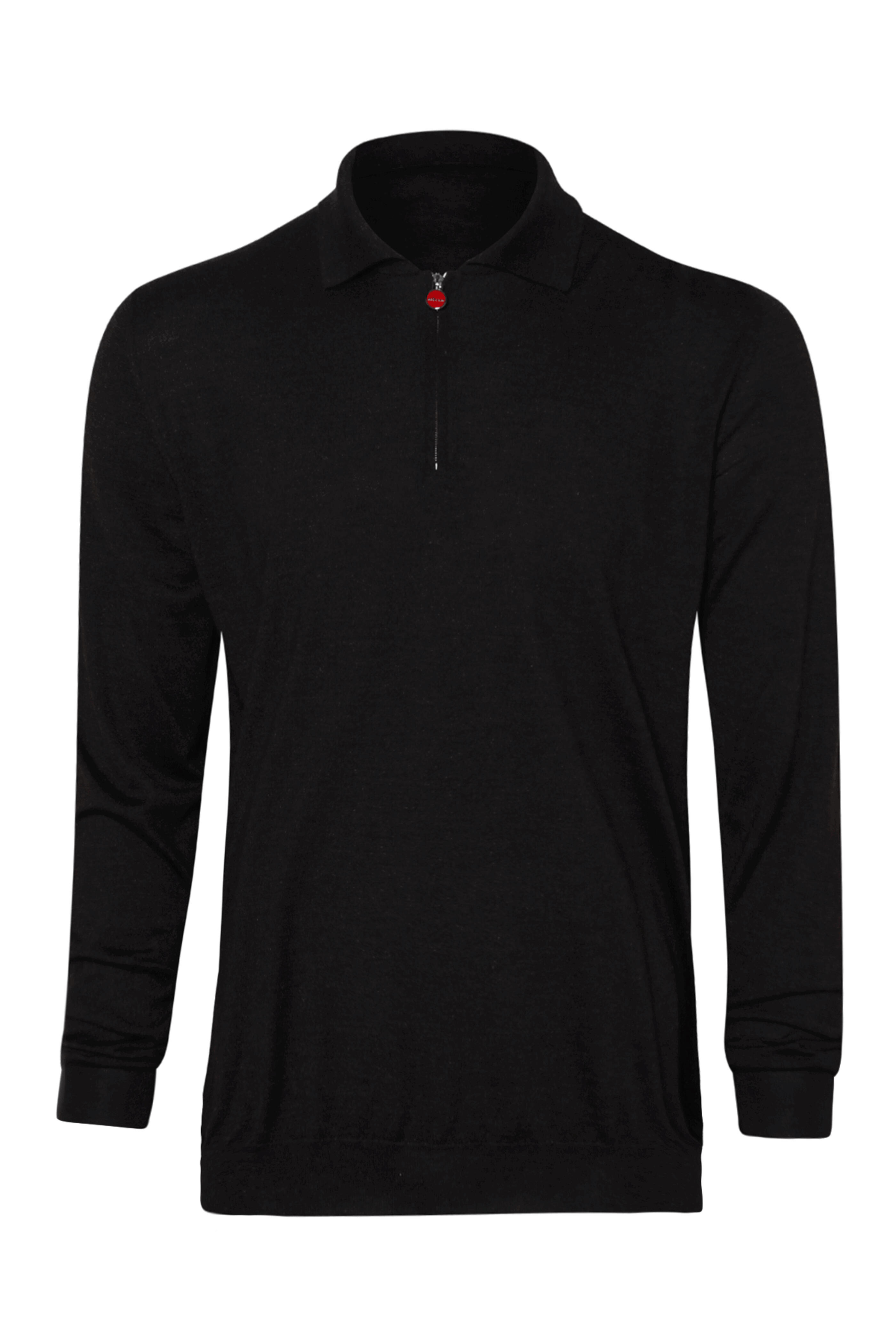 Kiton - Charcoal Gray Cashmere & Silk Zip Polo