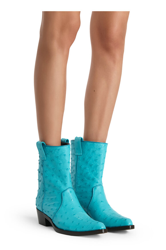Khaite Clive Crystal Blue Leather Ankle Boot, 35mm - view 2