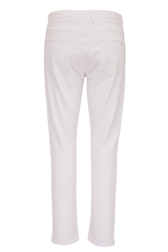 Isaia - Solid White Regular Fit Five Pocket Jean