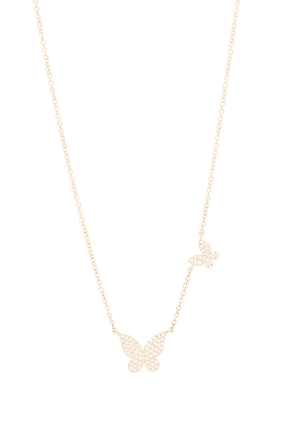 Kai Linz 14k Yellow Gold Diamond Butterfly Necklace - view 2