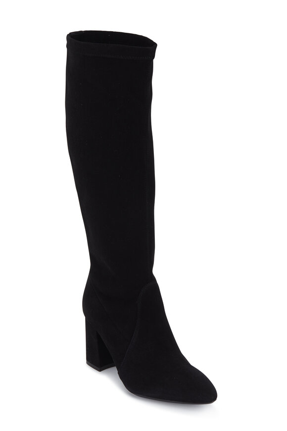 Aquatalia - Phillina Black Stretch Suede Tall Boot, 75mm