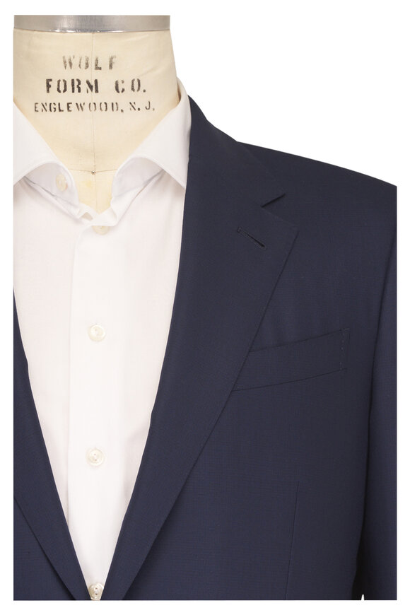 Zegna Navy Blue Tonal Plaid Wool Suit - view 1