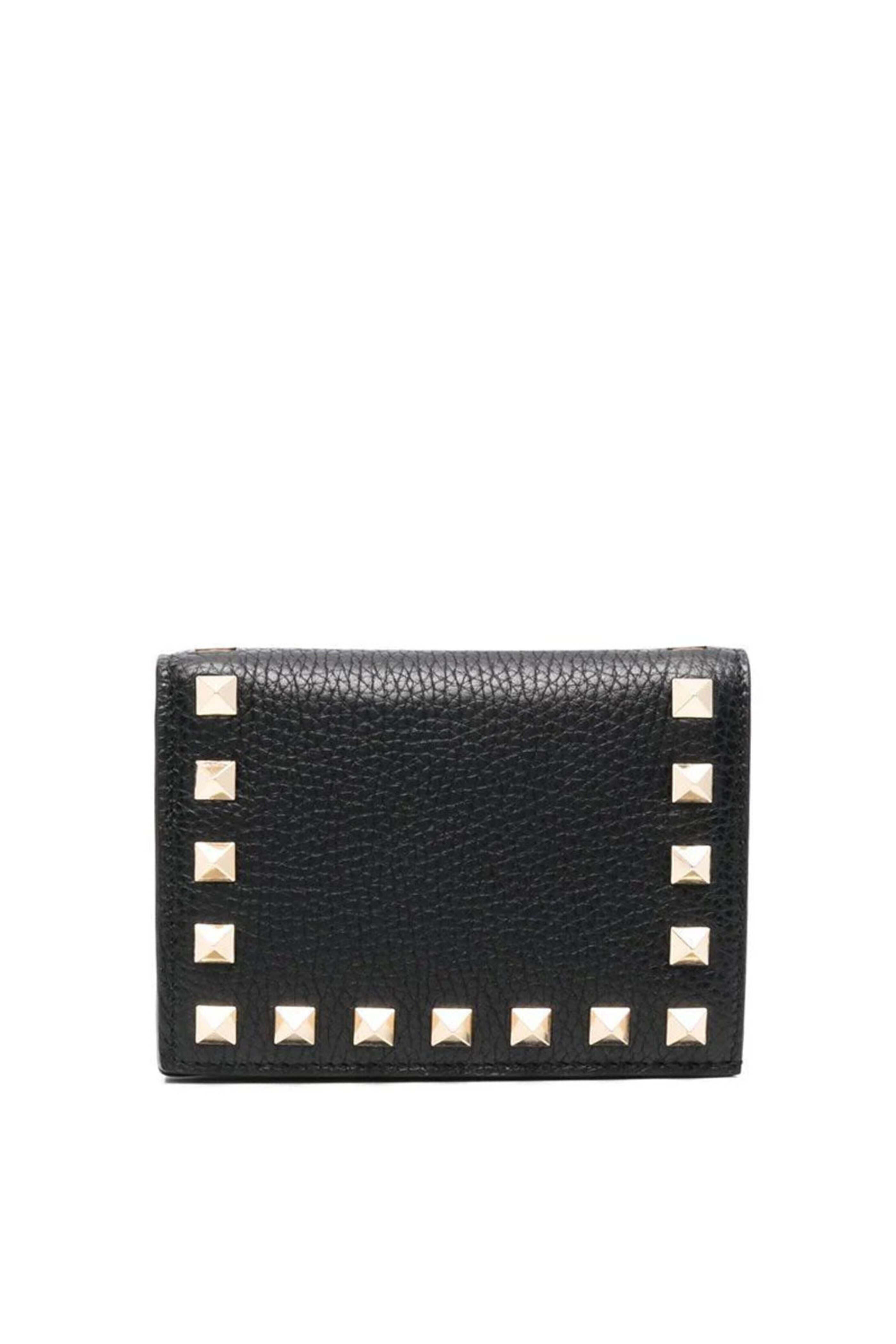 【Valentino】FLAP FRENCH WALLET ROCKSTUD◆7W2P0P39VSH Valentino Garavani - Black Rockstud French Flap Leather Wallet
