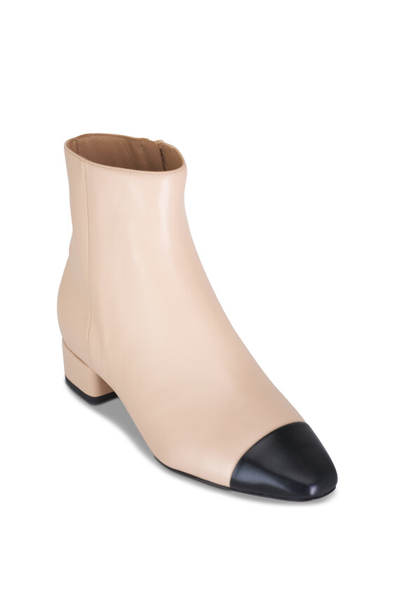 Veronica Beard - Cecile Ecru & Black Leather Bootie, 30mm