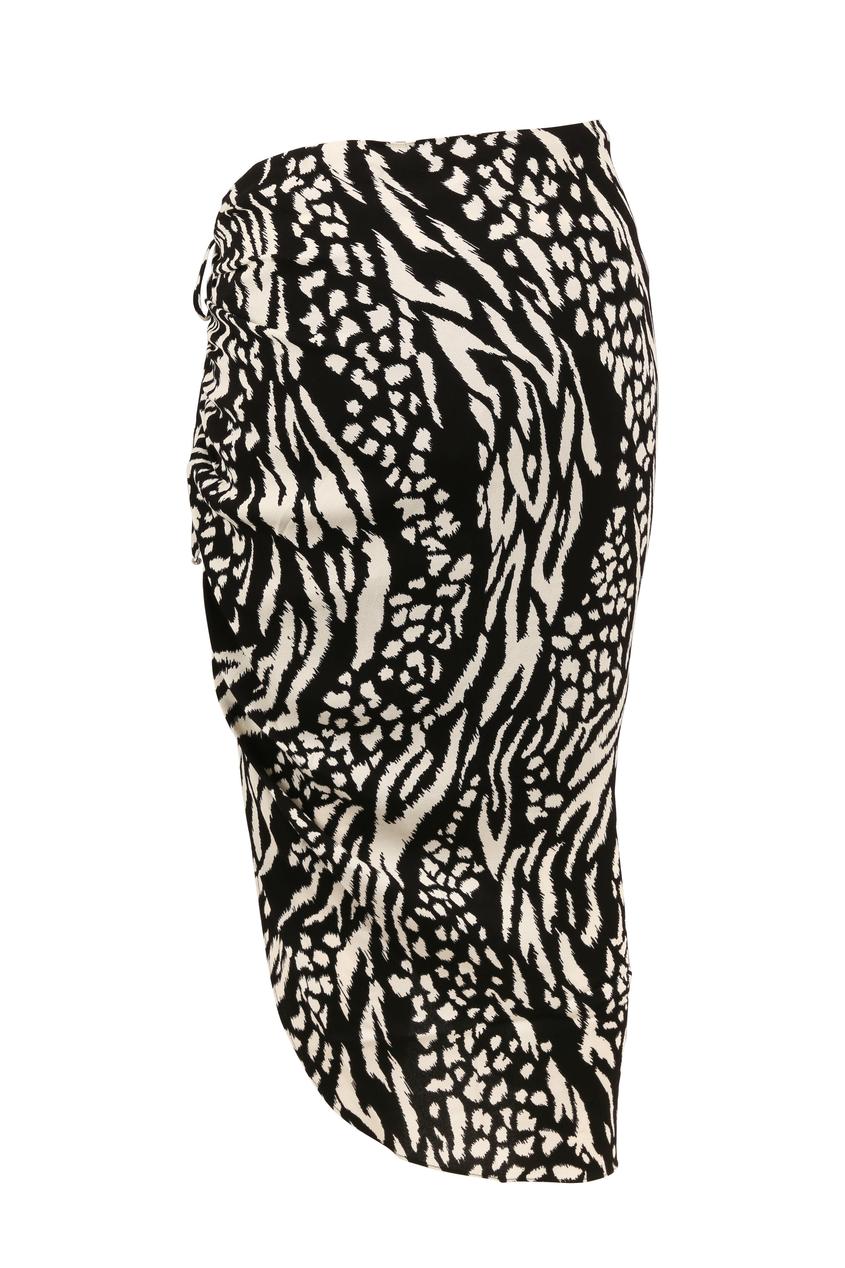 Veronica Beard - Ari Black & Bone Animal Print Ruched Skirt