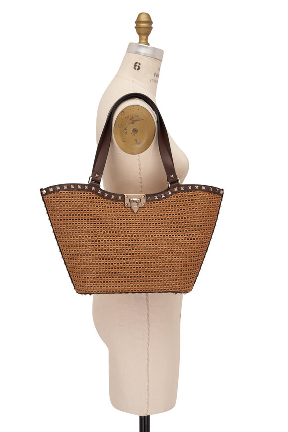 Valentino Garavani - Rockstud Woven Raffia Shopping Tote 