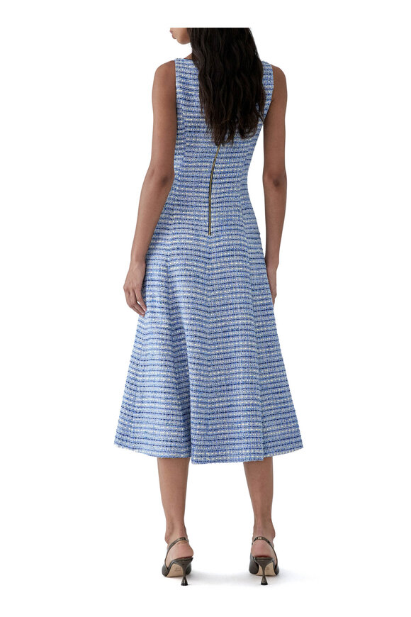 Carolina Herrera Blue Multicolor Tweed Sleeveless A-Line Dress - view 3