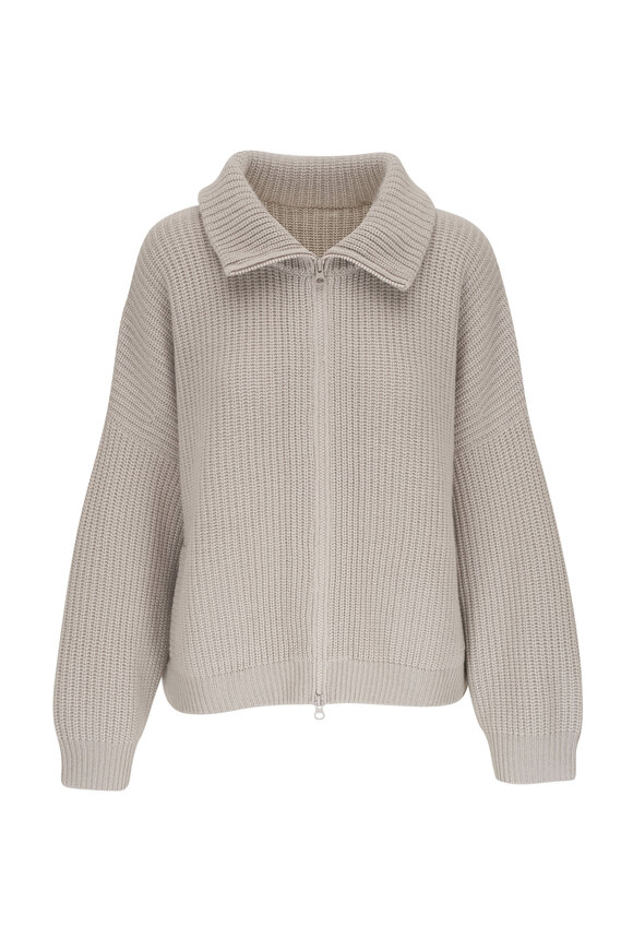 Lisa Yang - Mela Stone Cashmere Zip Cardigan 