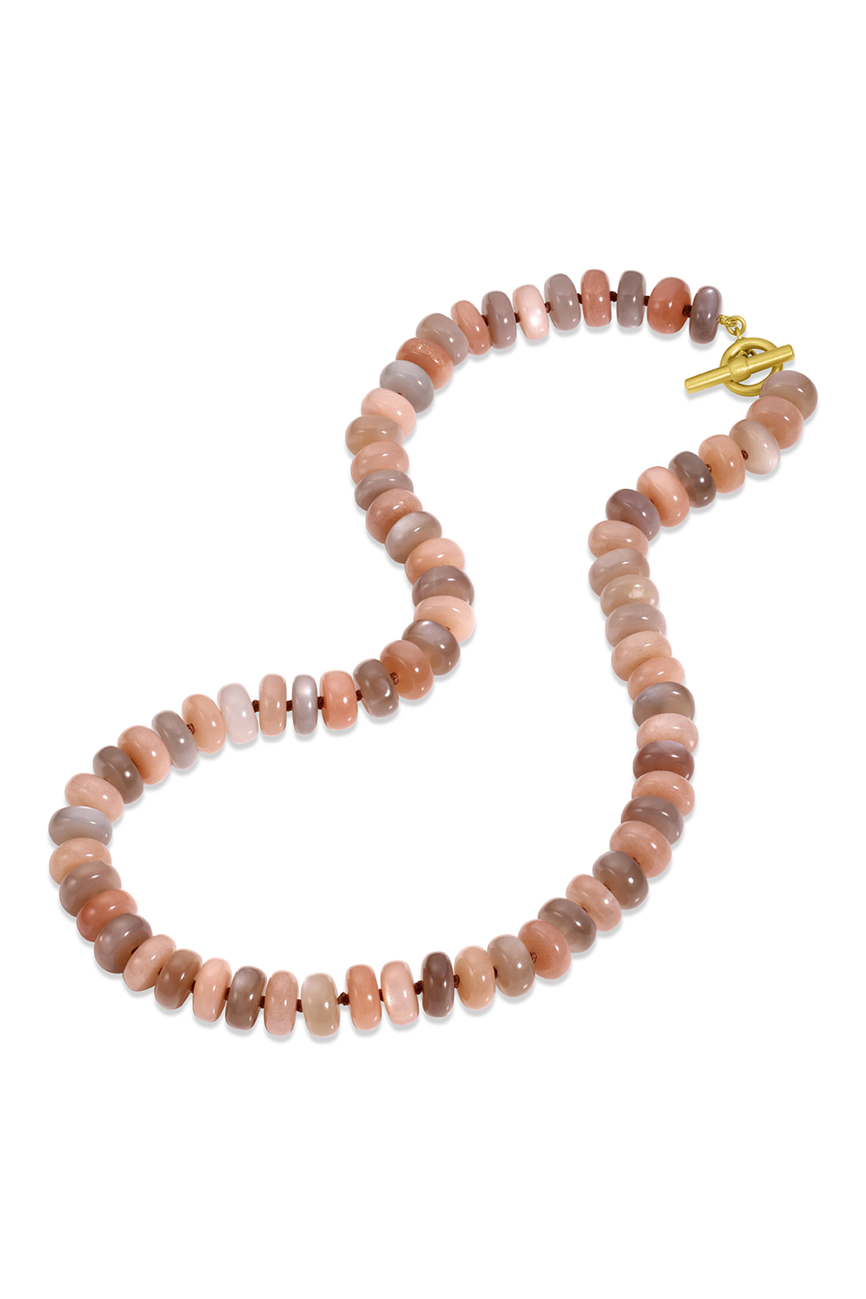 Leigh Maxwell - 18k Yellow Gold Peach & Grey Moonstone Necklace - view 2