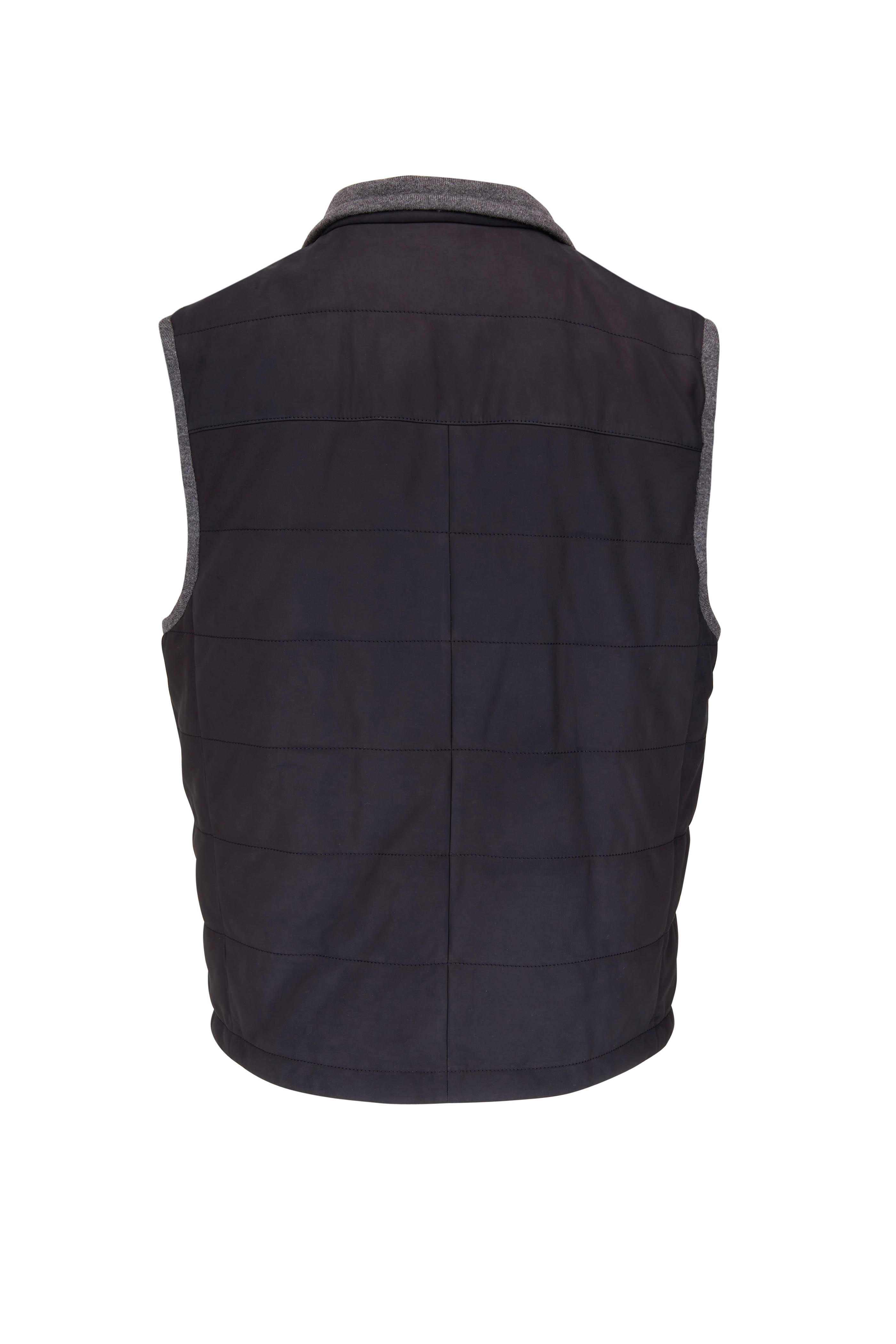 Brunello Cucinelli - Navy Suede & Cashmere Reversible Vest