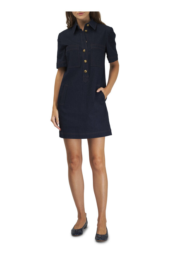 Veronica Beard - Koulis Midnight Wash Collared Dress