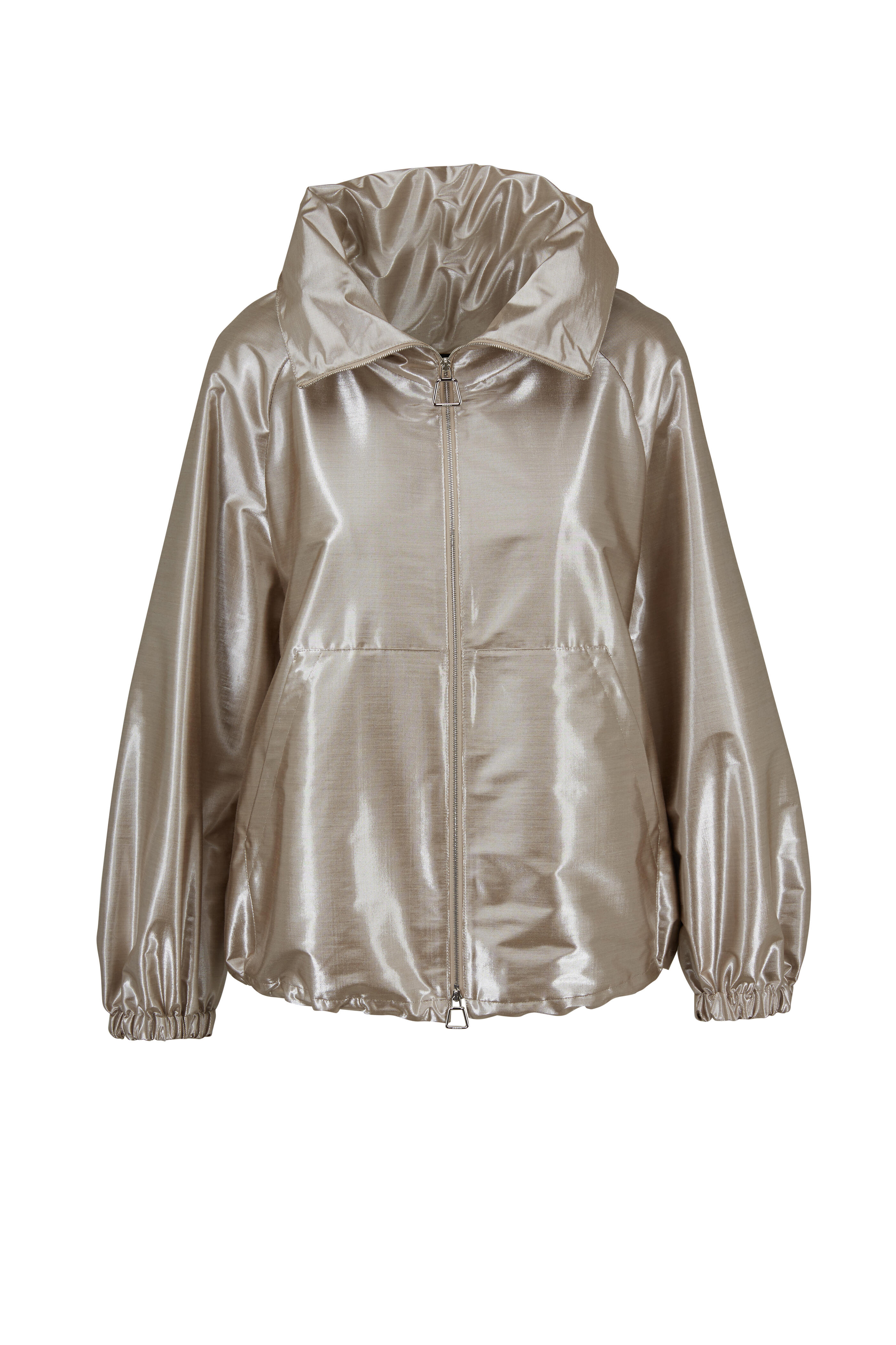 ENFÖLD KNIT×TAFFETA BLOUSON　38 Akris - Veronique Metallic Taffeta Bomber Jacket