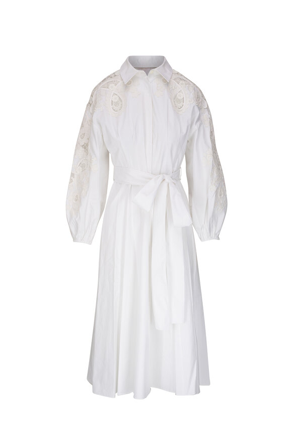Carolina Herrera White Embroidered Cotton Shirtdress 