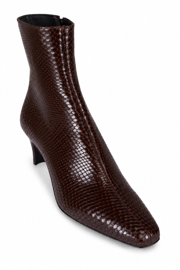 Staud Walley Espresso Embossed Leather Ankle Boot, 50mm - view 1