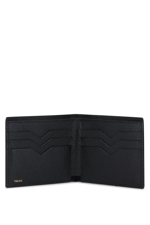 Valextra - Black Leather Bi-Fold Wallet