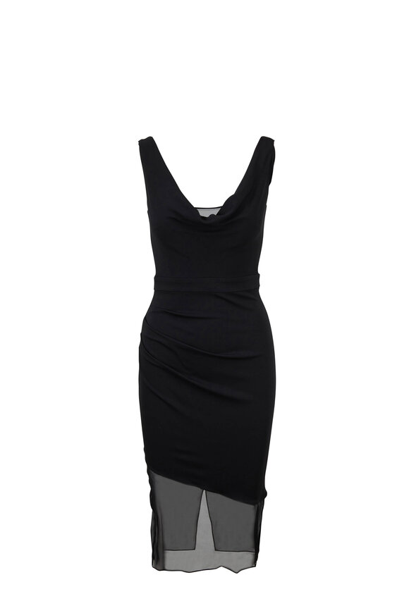 Cushnie - Black Organza Hem Sleeveless Dress 