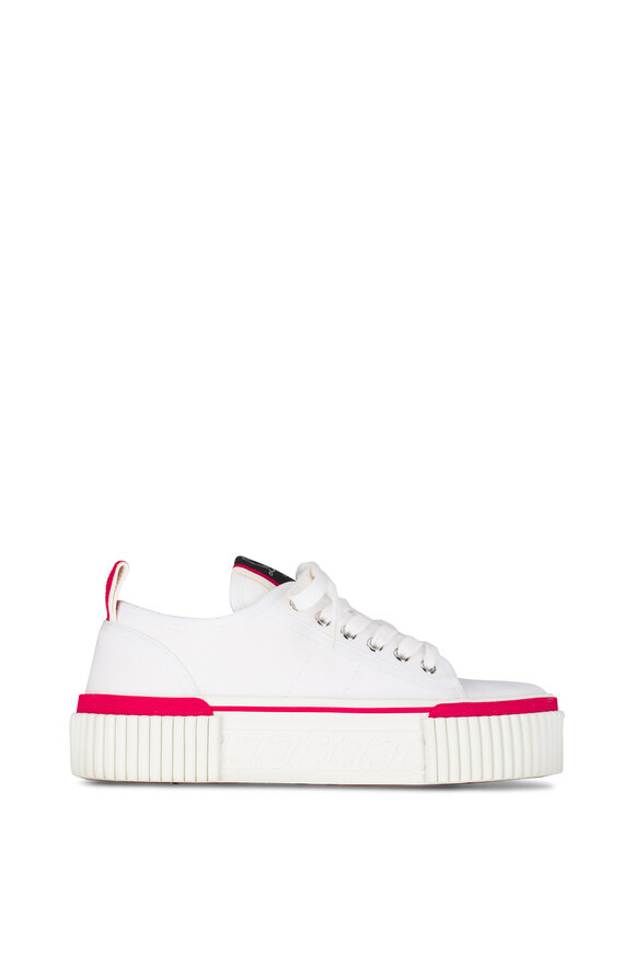 Christian Louboutin - Super Pedro White Canvas Flatform Sneaker, 40mm 