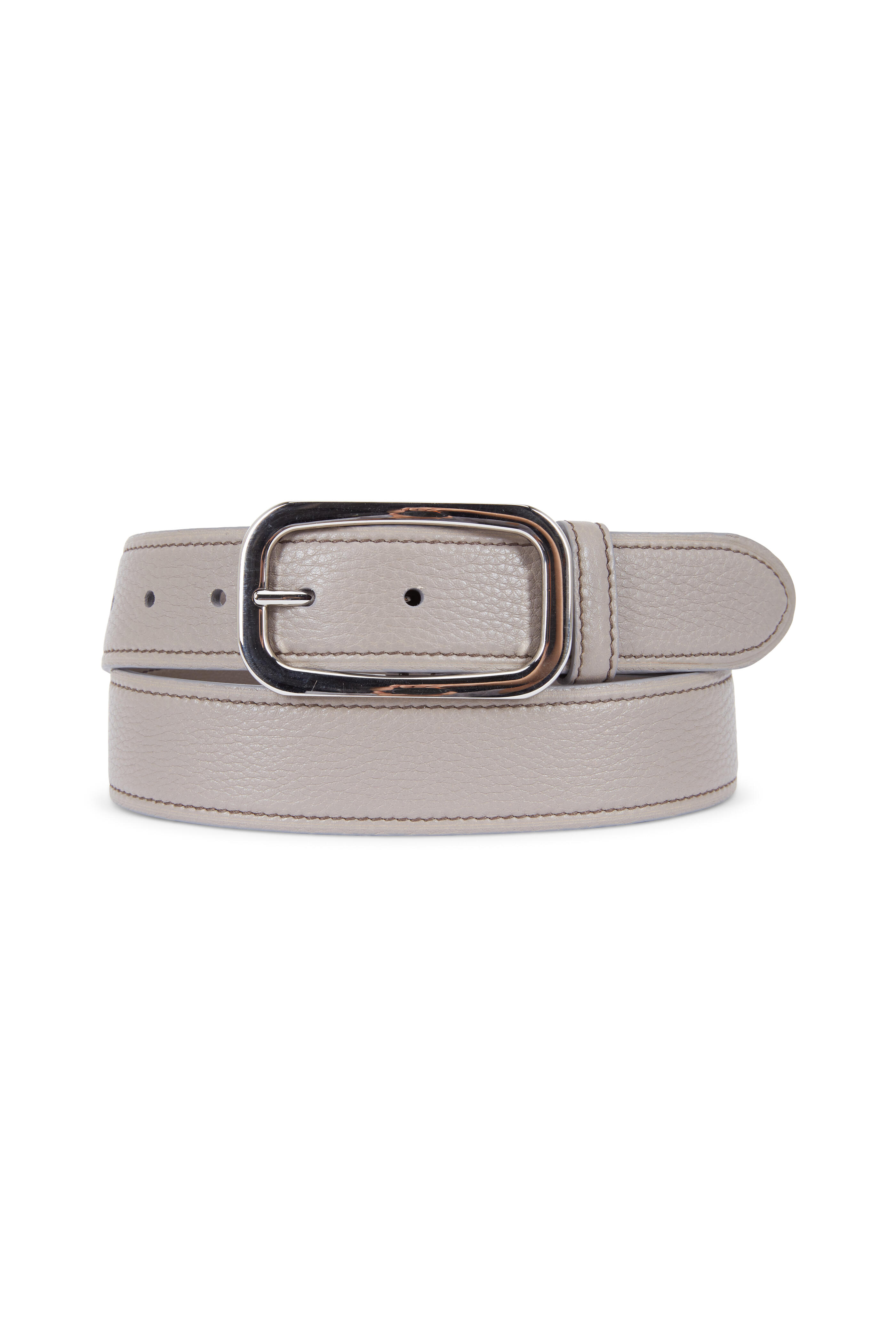 Prada - Gray Pebbled Leather Belt | Mitchell Stores