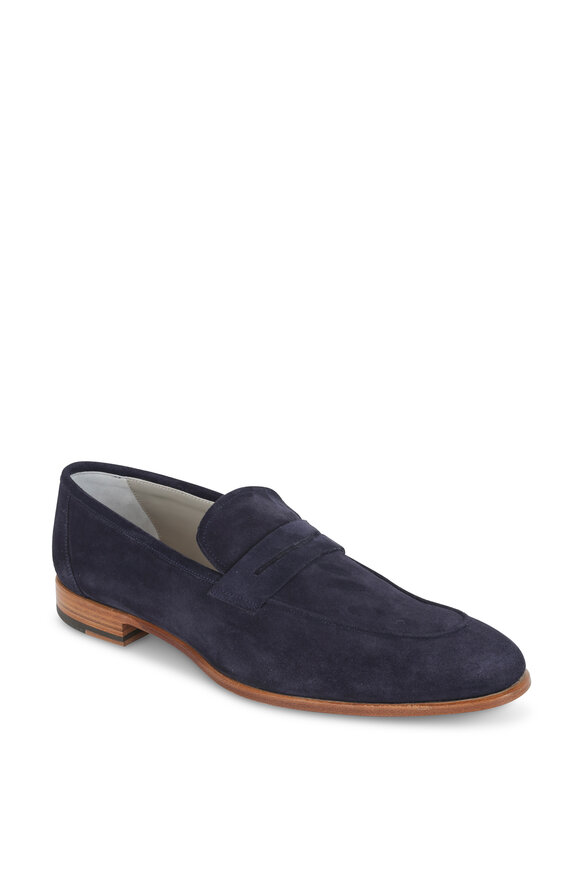 Kiton - Faran Navy Blue Suede Penny Loafer
