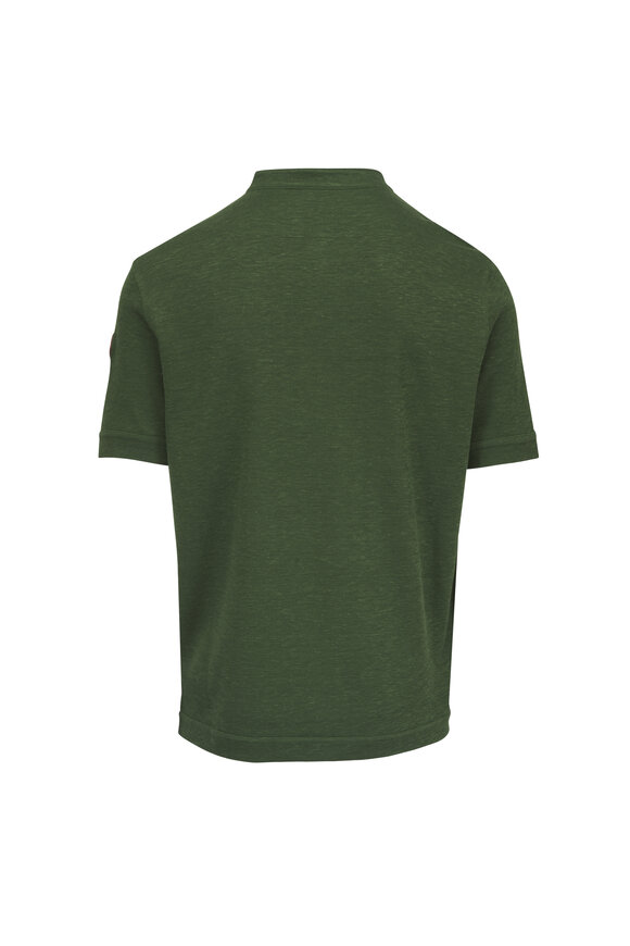 Moncler Green Short Sleeve Henley Shirt - view 3