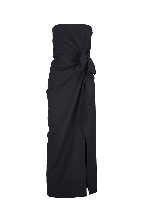 Michael Kors Collection Black Wool Broadcloth Strapless Origami Gown - view 1