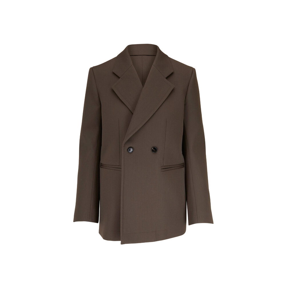 Bottega Veneta - Olive Green Compact Wool Double Breasted Jacket
