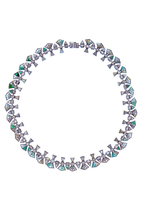 Nak Armstrong Silver Labradorite Emerald Sapphire Necklace - view 1