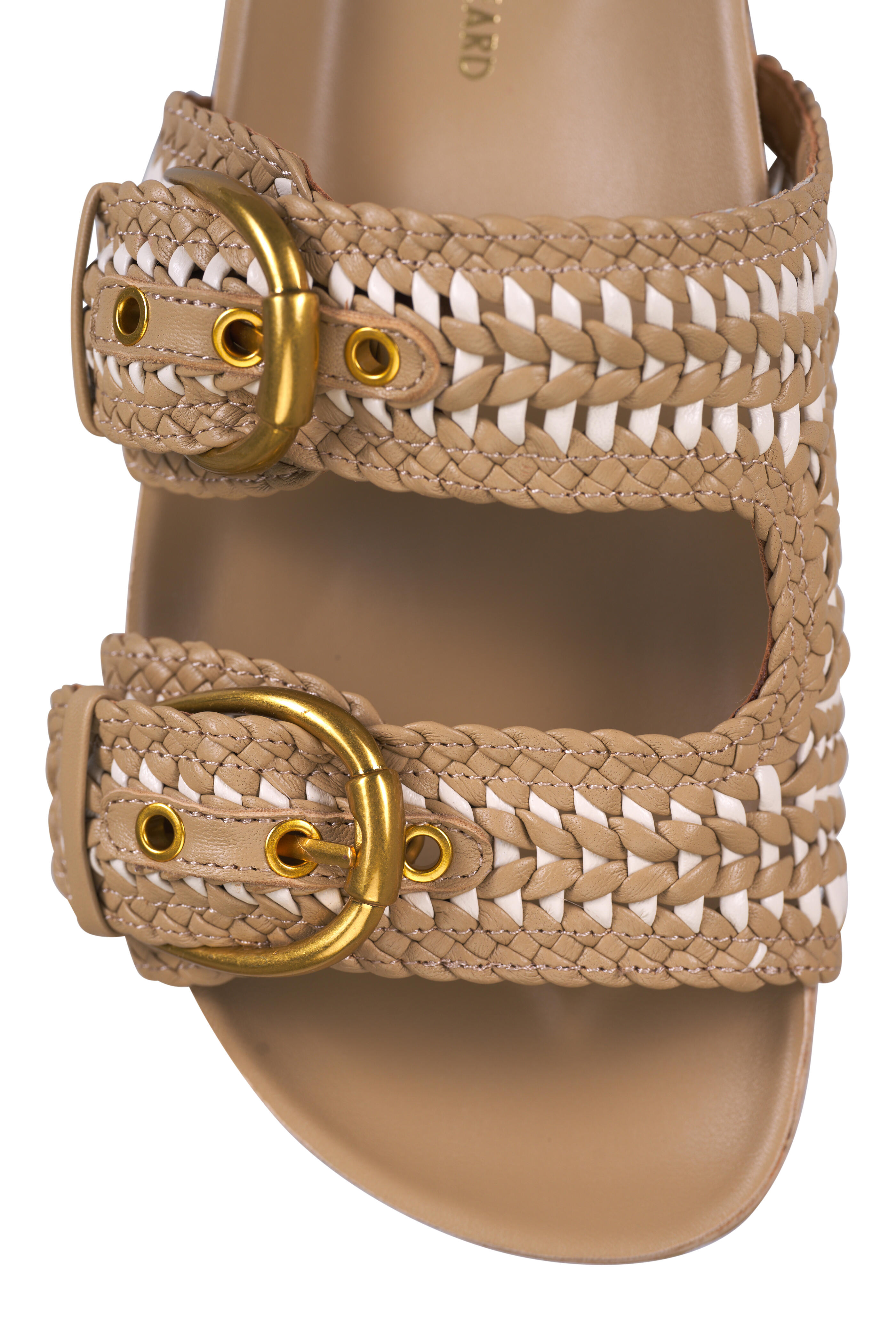 Veronica Beard - Prue Sand Woven Leather Double Buckle Sandal