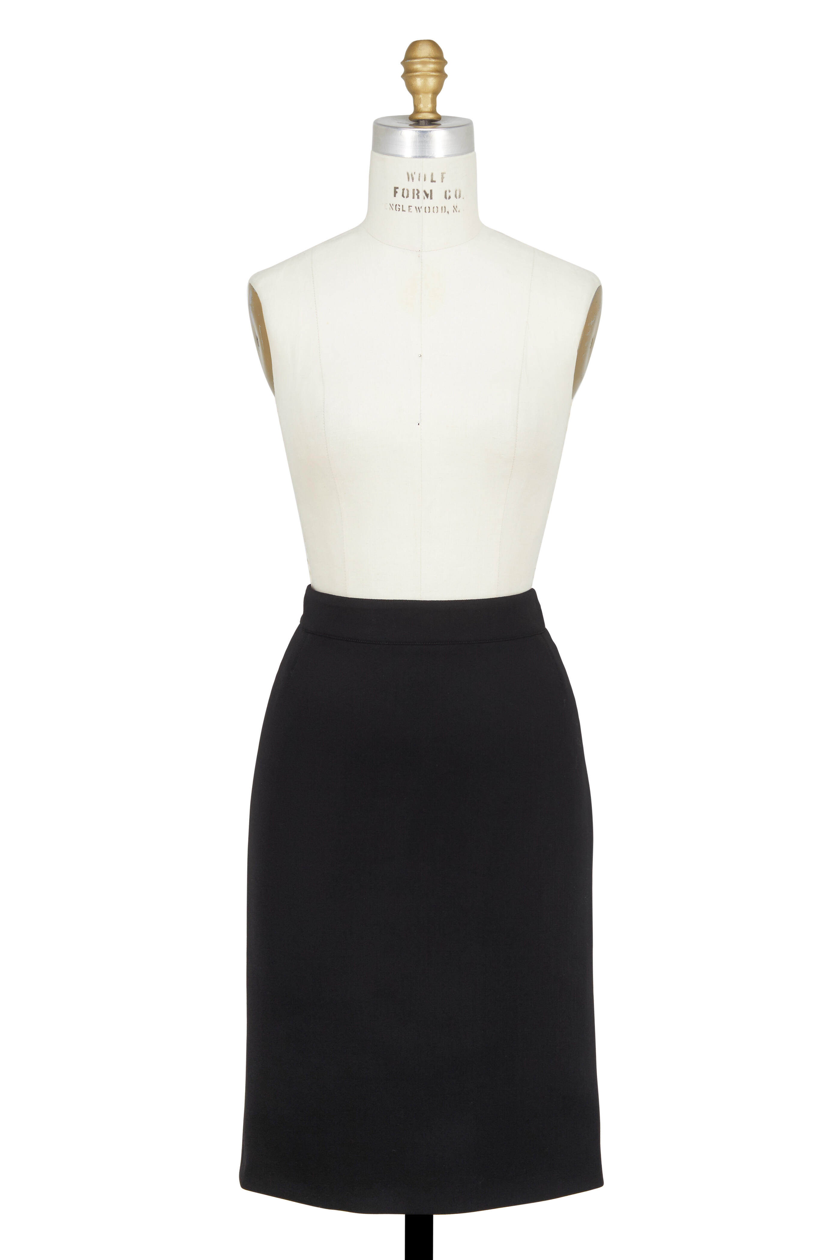 Kiton - Black Stretch Fleece Classic Pencil Skirt