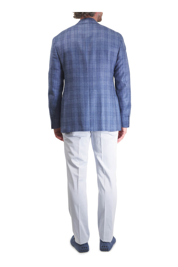 Canali Tonal Navy Plaid Cashmere, Silk & Linen Sportcoat