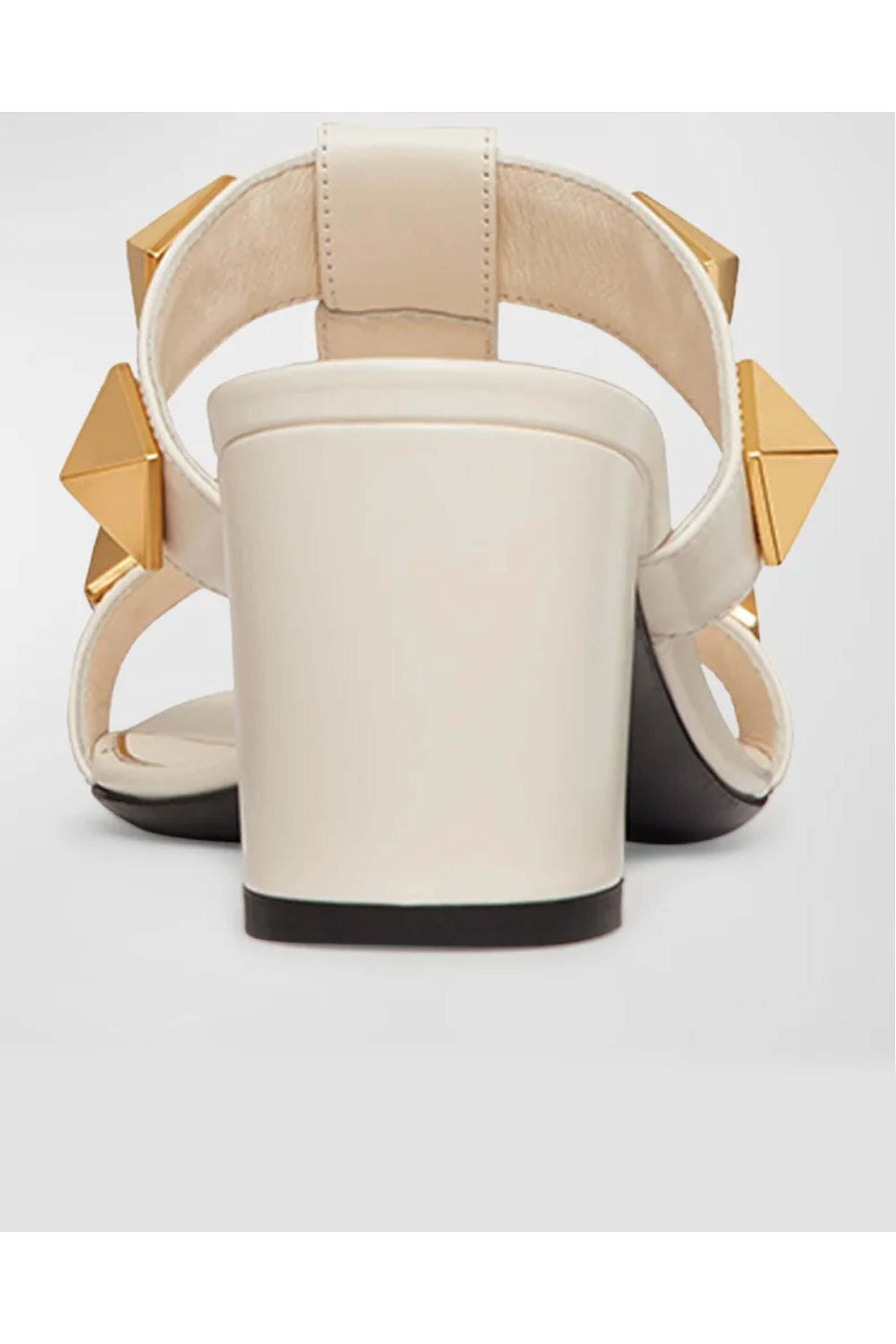 Valentino Garavani - Roman Stud Slide Sandal in Light Ivory - view 4