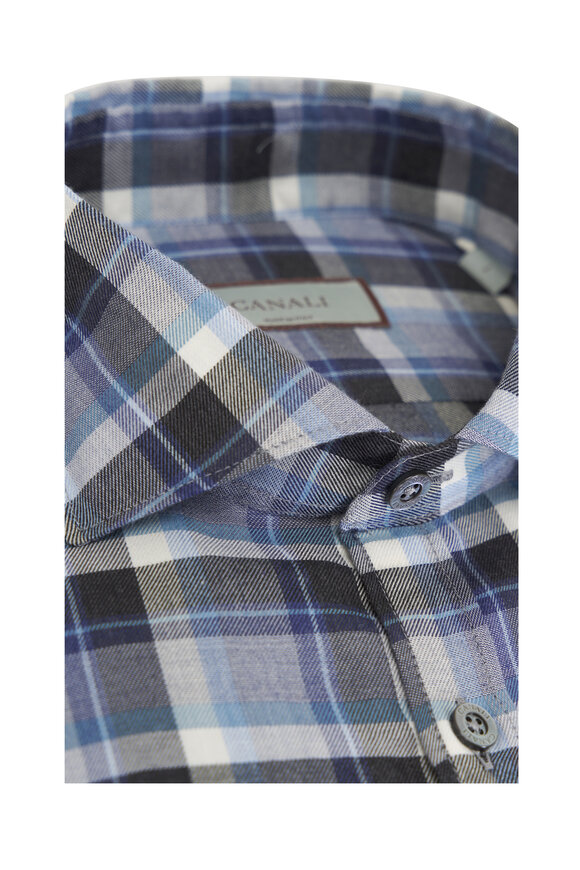 Canali - Gray & Light Blue Plaid Sport Shirt