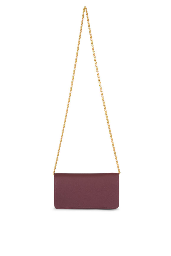 Valentino Garavani VLogo Signature Rosewood Leather Chain Wallet - view 2
