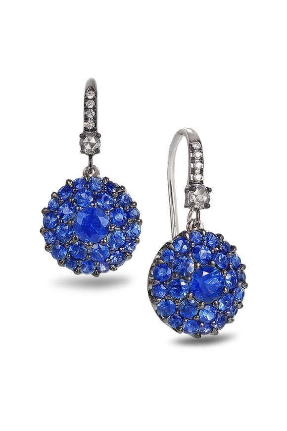 Nam Cho 18k White Gold Georgian Rose Small Disk Earrings - view 1
