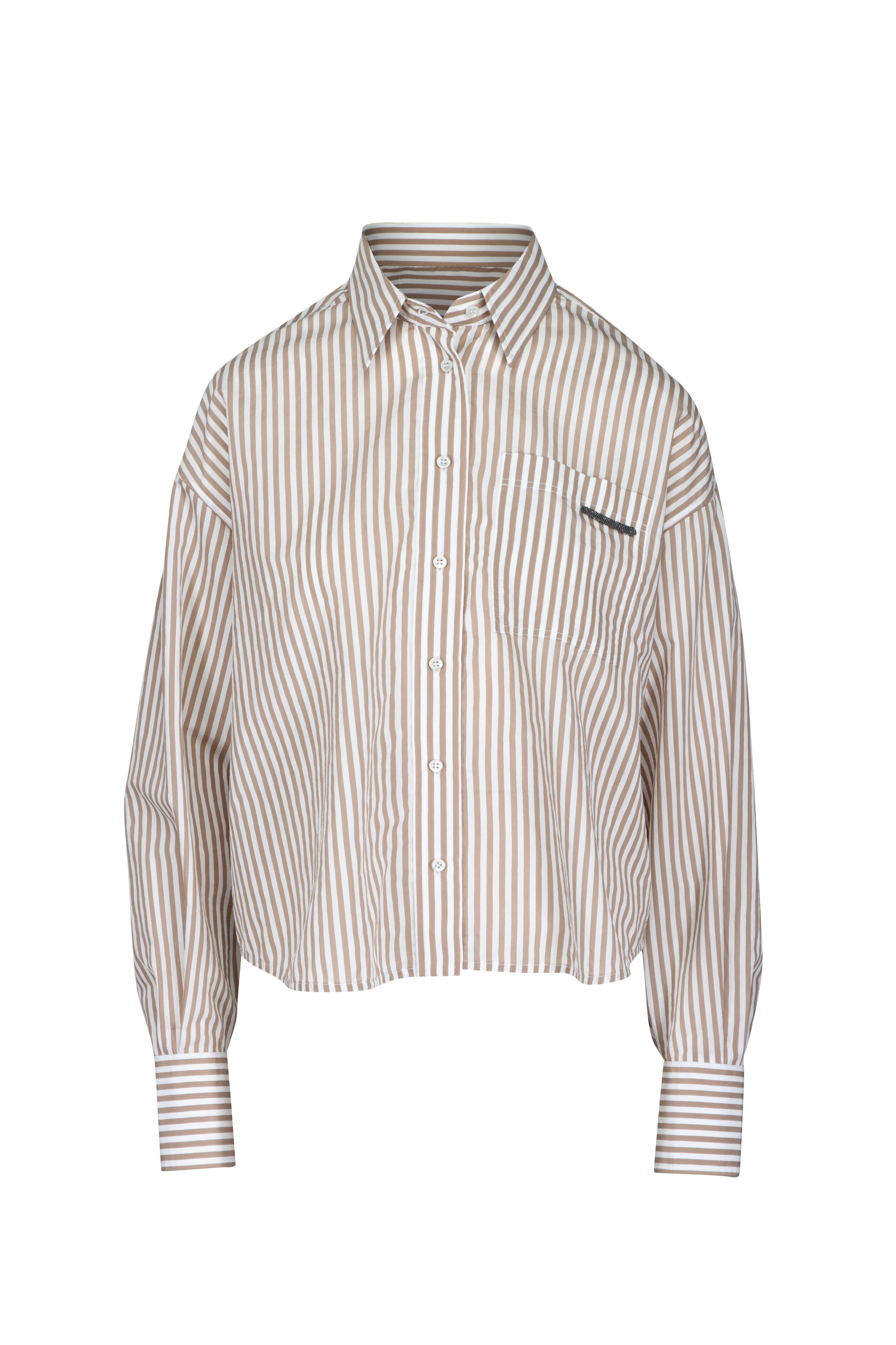 Brunello Cucinelli - Beige Techno Stripe Blouse