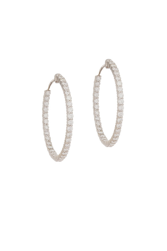 Lowy & Co 18k White Gold Diamond Hoop
