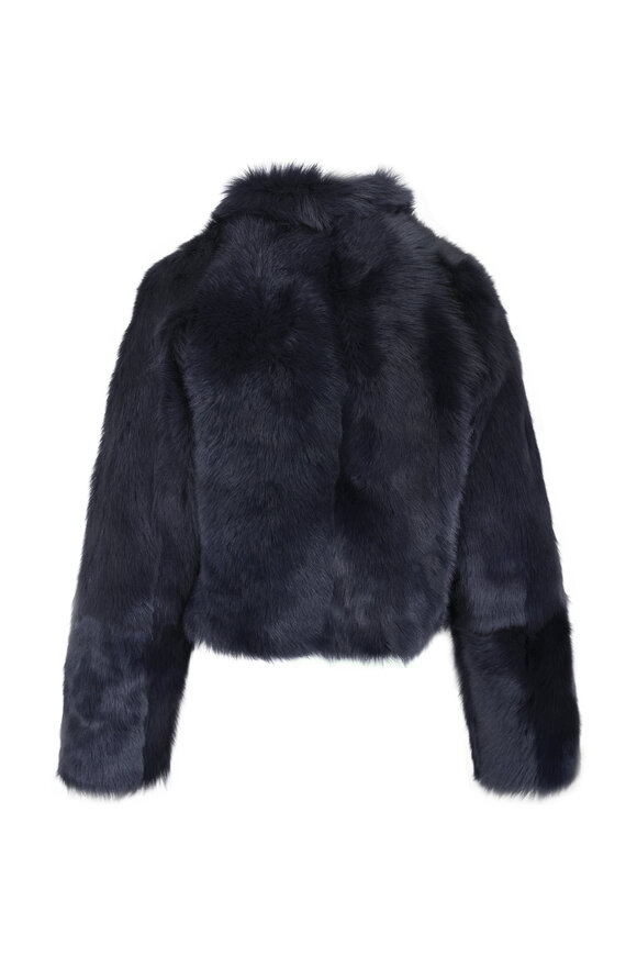 Nour Hammour Cameron Blue Cropped Shearling Jacket - view 3
