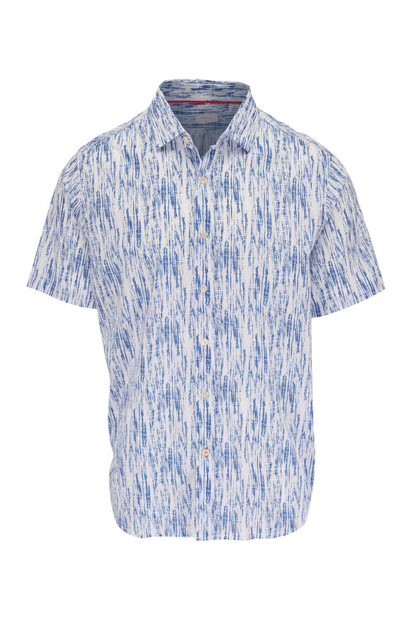 Swims Milazzo Tidal Blue Print Short Sleeve Sport Shirt 