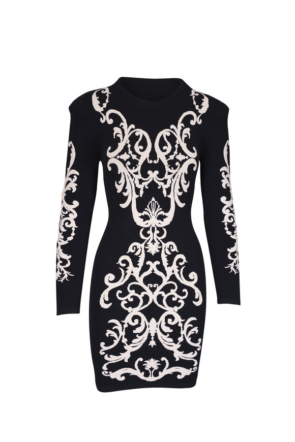 L'Agence Amadi Black & White Jacquard Mini Dress