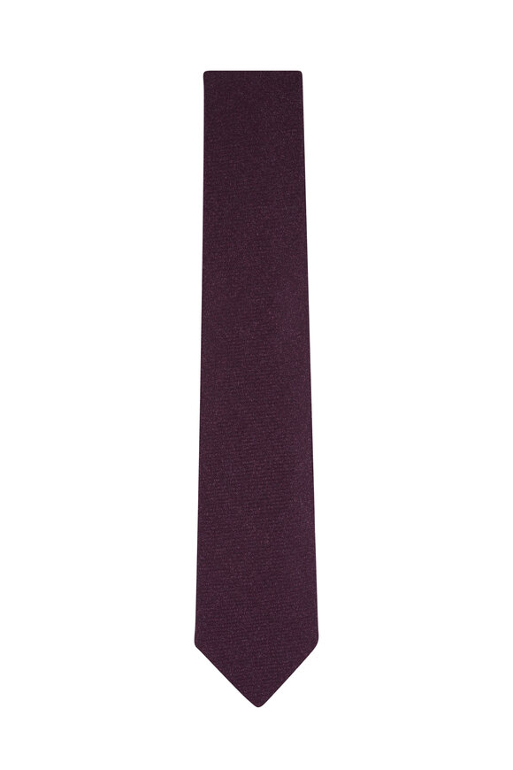 Paolo Albizzati Wool Solid Burgundy Necktie