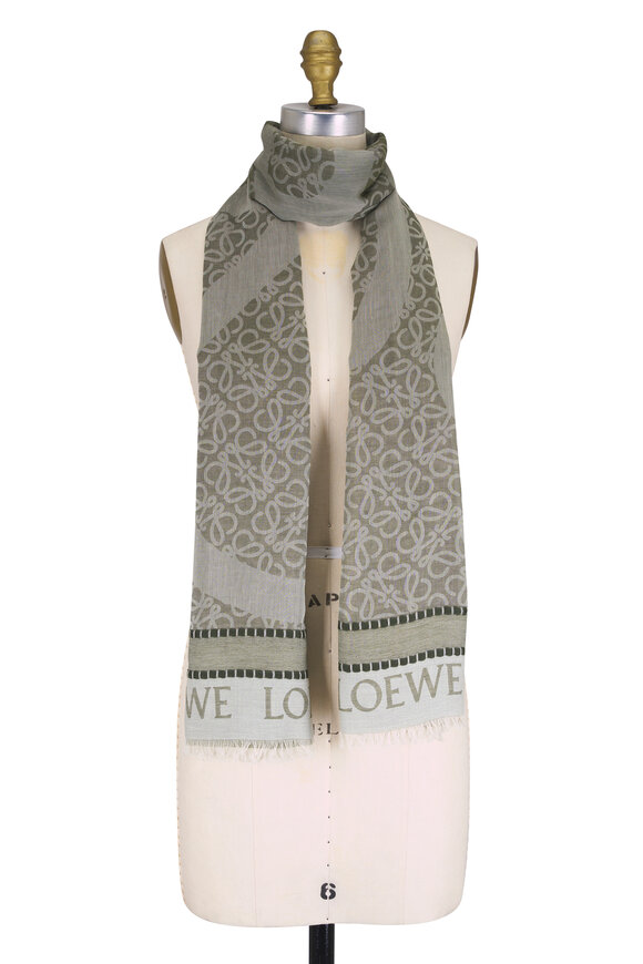 Loewe Khaki Green Anagram Scarf - view 1