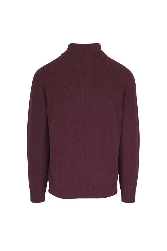 Canali Claret Textured Quarter Zip Pullover - view 4
