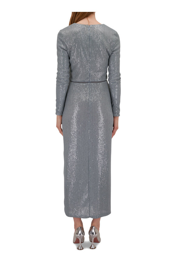 Giorgio Armani - Silver Blue Reverse Paillette Knit Dress