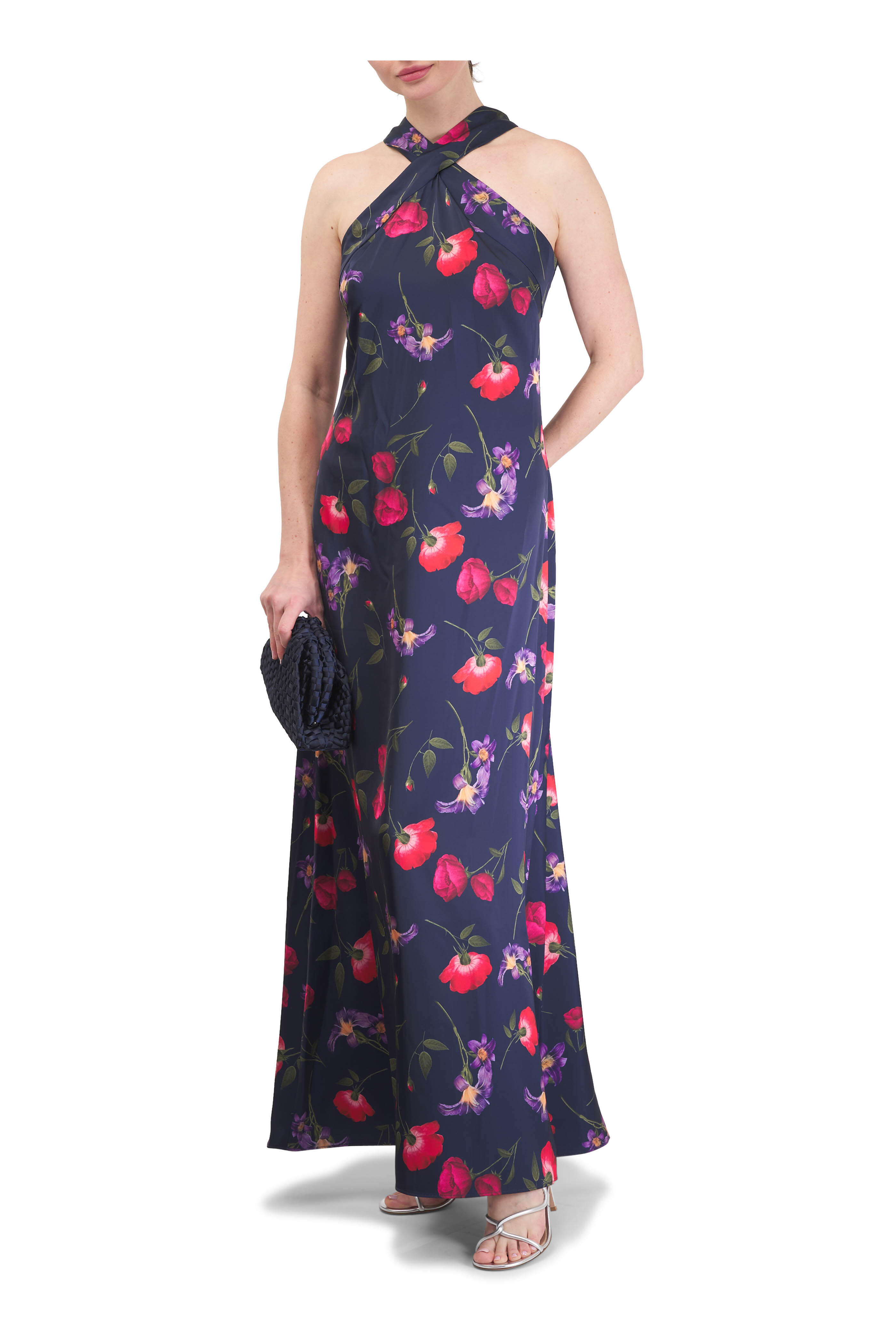 Sachin + Babi - Laurant Midnight Jardin Crepe Halter Maxi Gown
