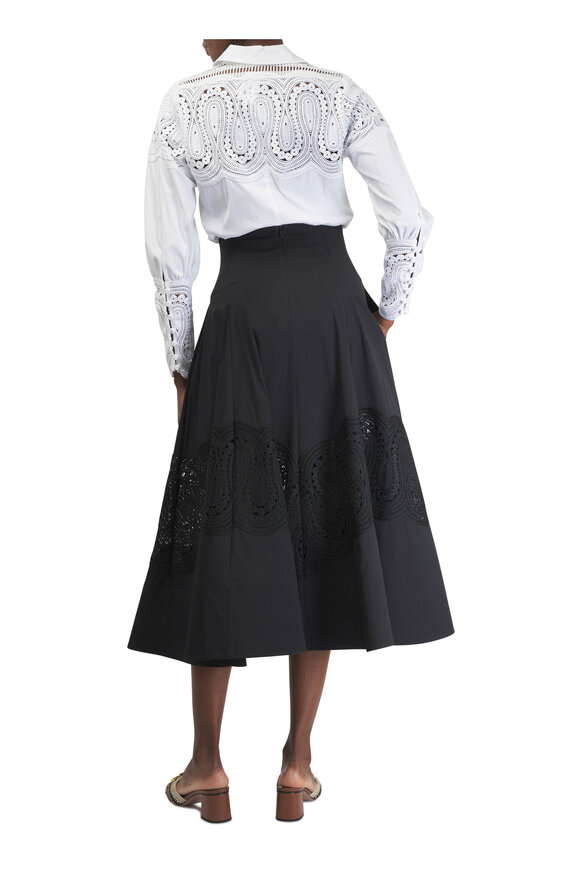 Lela Rose - Parker Black Lace Midi Skirt