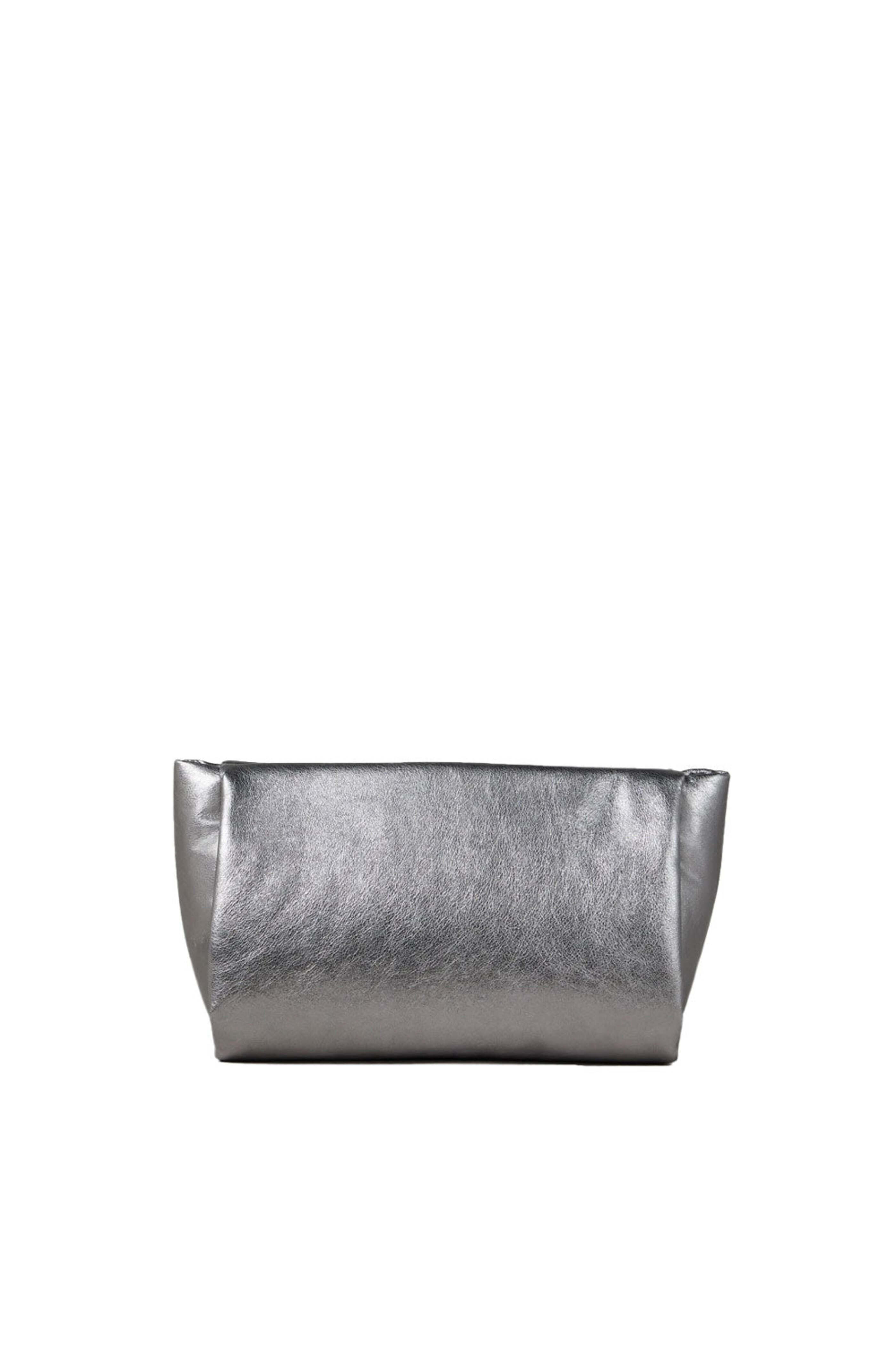 Brunello Cucinelli - Metallic Leather Clutch in Sterling Silver