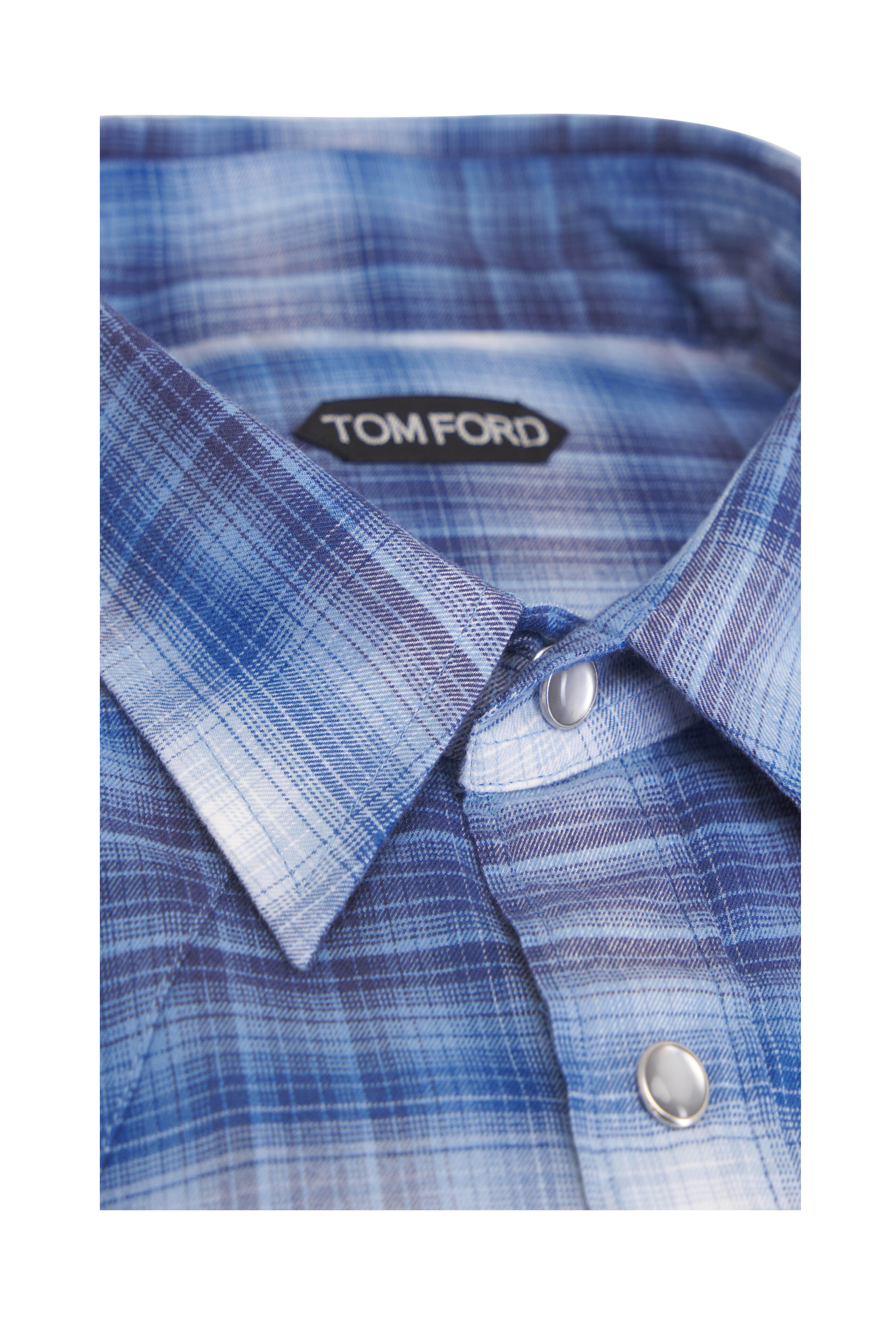Tom Ford - Western Blue Plaid Cotton Sport Shirt