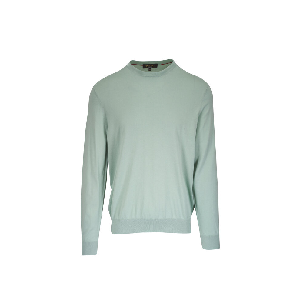 Loro Piana - Pale Leaf Green Cotton Crewneck Sweater